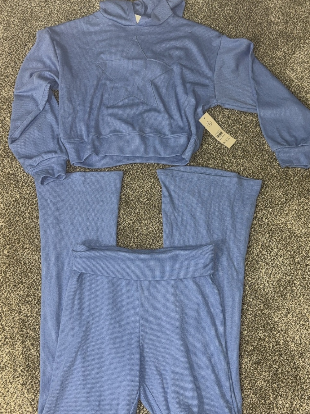 No Boundaries Light Blue Star Cropped Hoodie & Lounge Pants Set